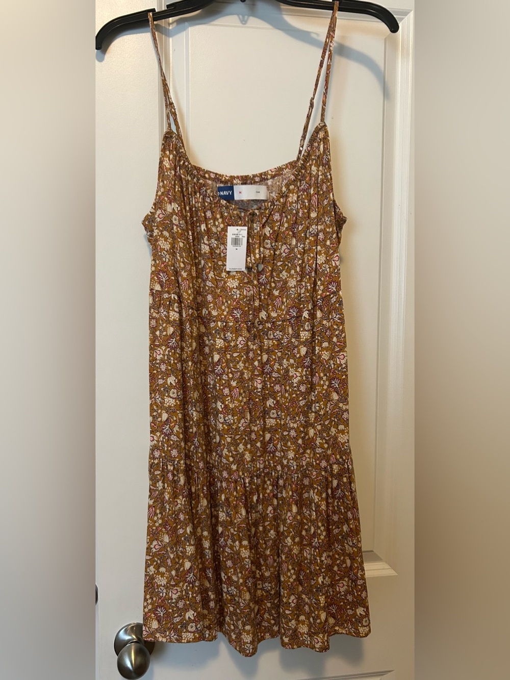 Old Navy NWT Mustard-brown Floral Spaghetti-Strap Maxi Dress Medium